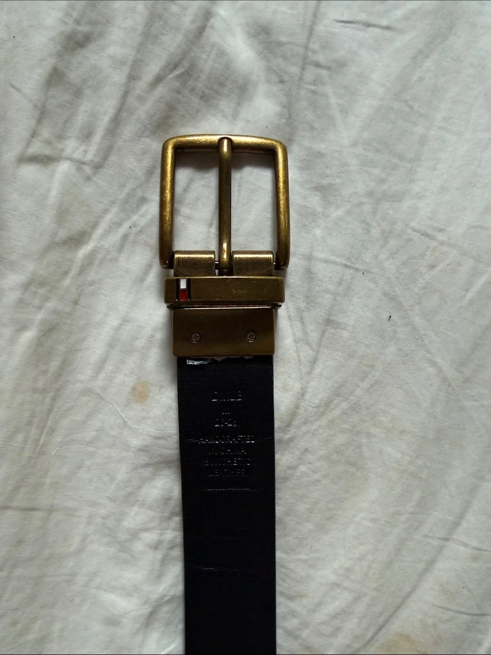Tommy Hilfiger Kids Black Leather Belt with Gold Buckle